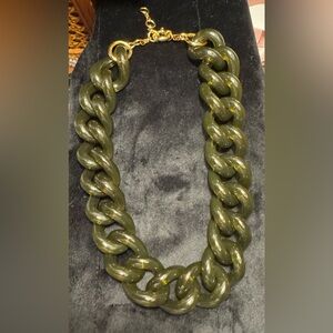 J.Crew Large Olive Green Plastic Chain Link Necklace 18-20”